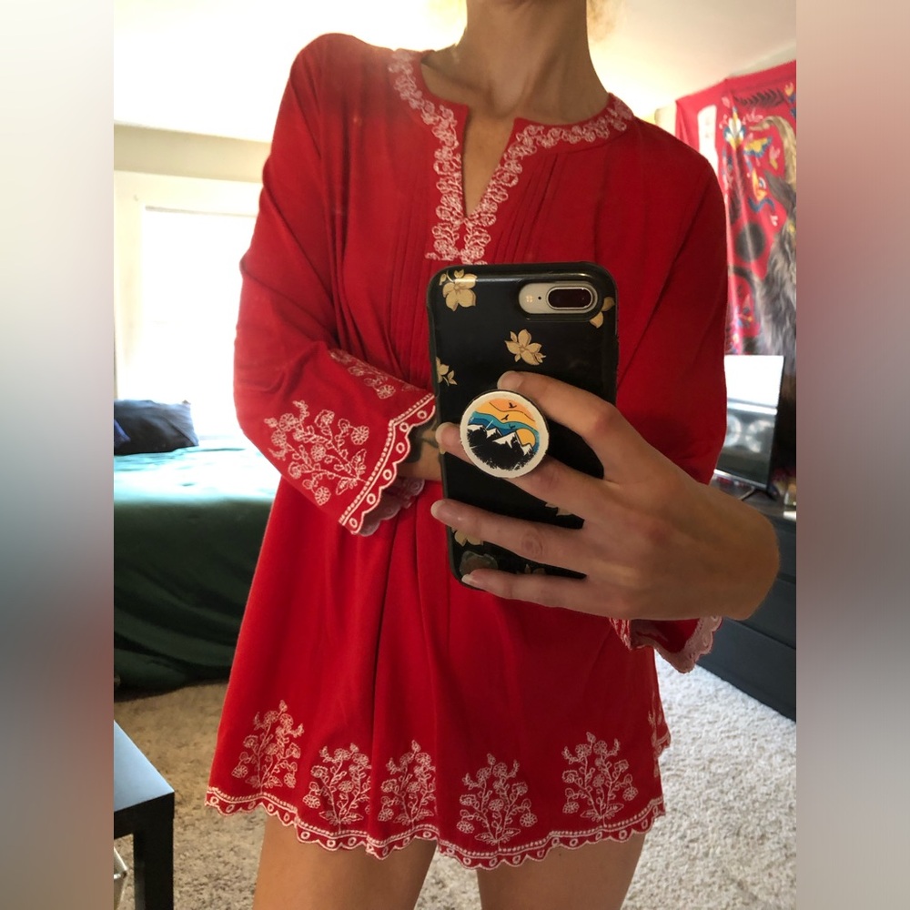 Vtg American Sweetheart Pleat Front Notch Neck Tunic/Babydoll Dress - Picture 10 of 10